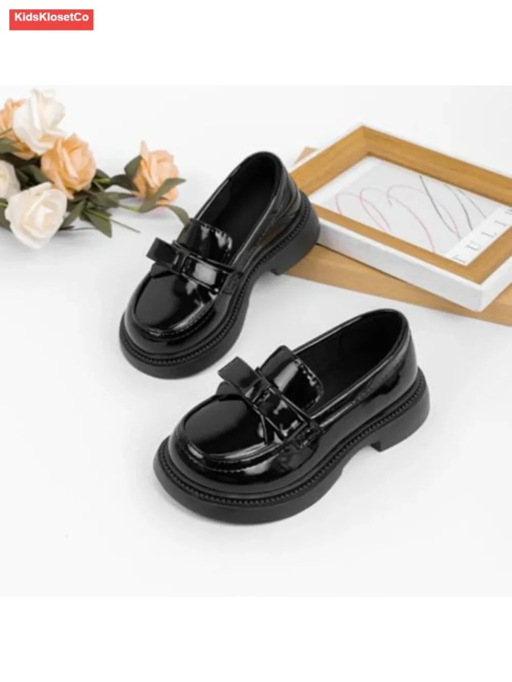Girls Faux Leather Loafers Mary Jane Flats School Uniform